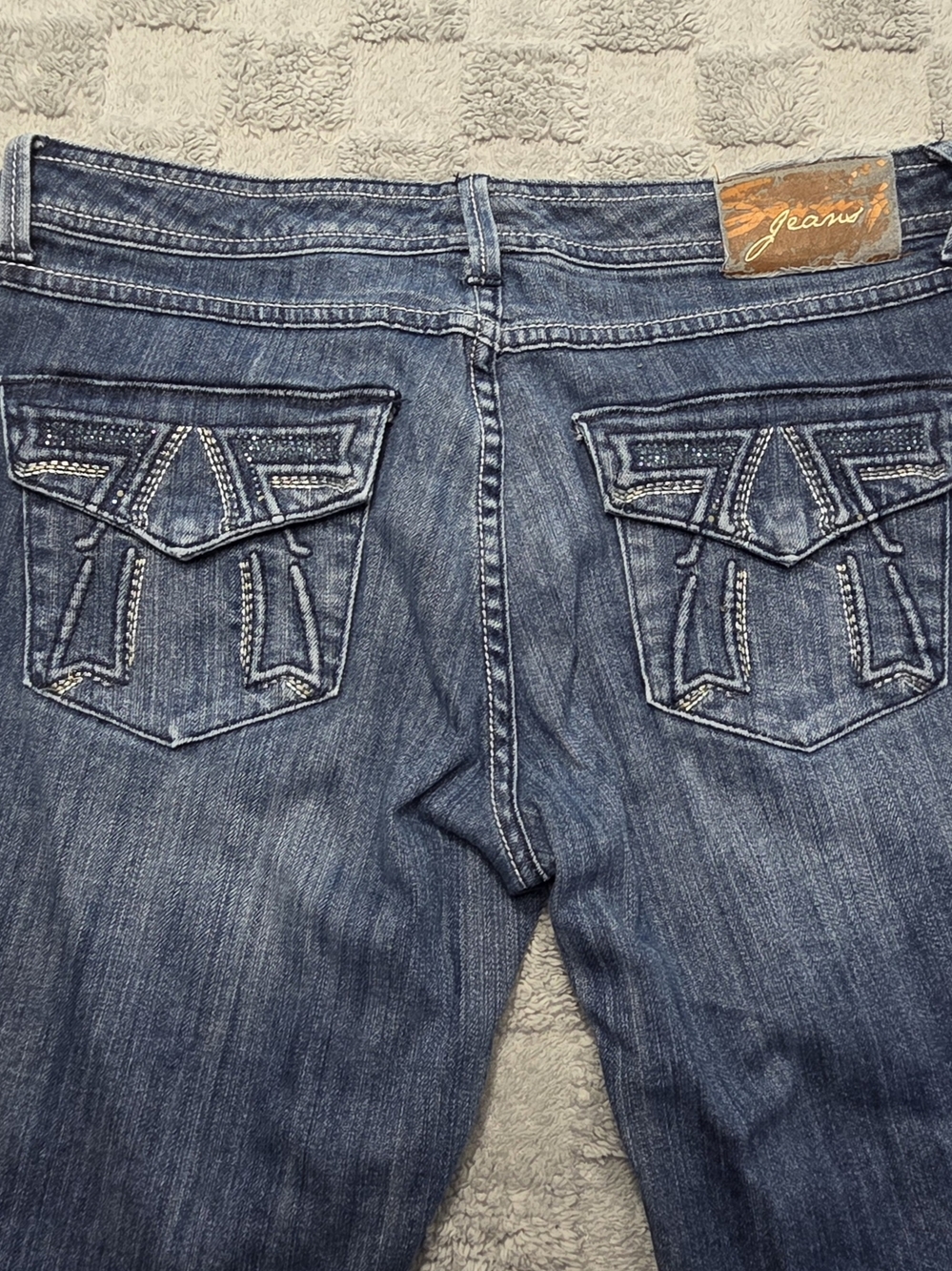 Seven7 Women's Blue Jeans Rhinestone Size 12 Boot Cut Medium Wash - Picture 14 of 14